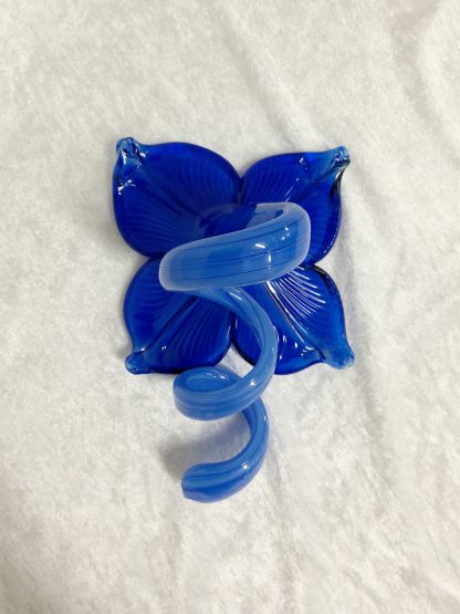 Murano blå blomst håndblåst glass 2