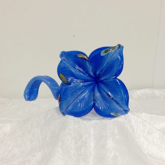 Murano blå blomst håndblåst glass