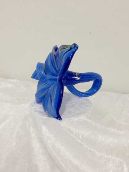 Murano blå blomst håndblåst glass 3