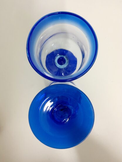 6stk stetteglass transparent med blå 1