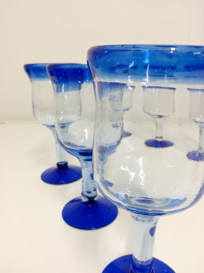6stk stetteglass transparent med blå 2
